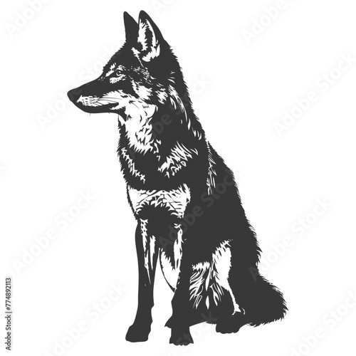 Silhouette coyote animal black color only full body