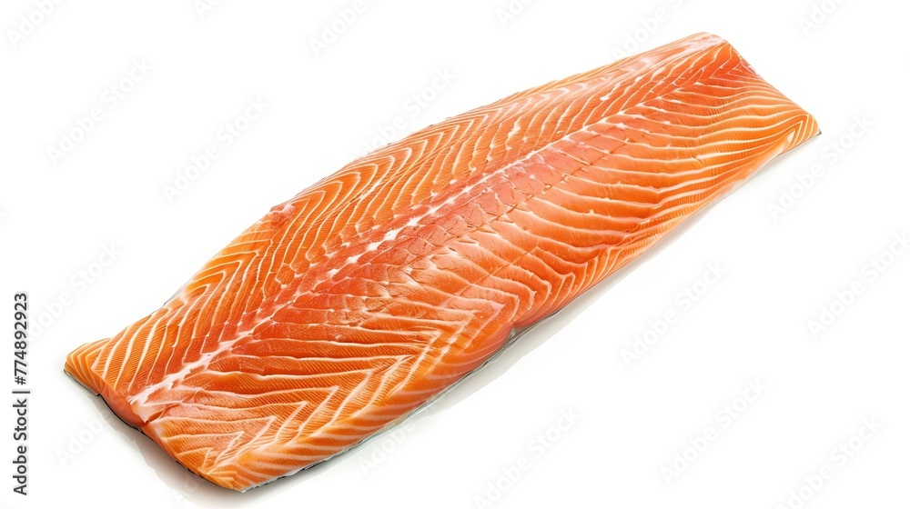 Generative AI : Fillet of salmon isolated on white background Generative AI : Fillet of salmon isolated on white background