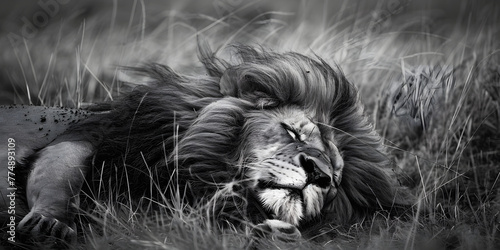 Juba majestosa de leão em closeup