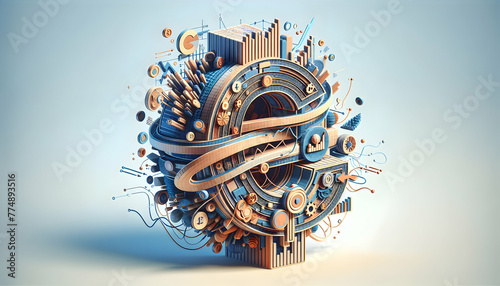 3d flat icon as Abstract Capital An ad with abstract designs interlaced with digital financial charts representing capital growth. in financial growth and innovation abstract theme with isolated white