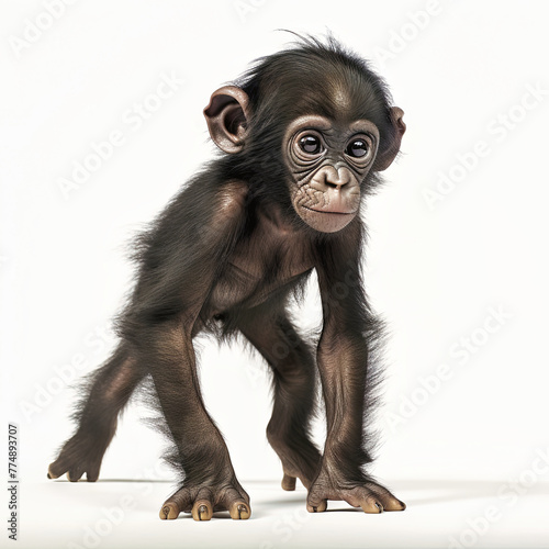 Baby Bonobo (Pan paniscus), 4 months old, walking again photo