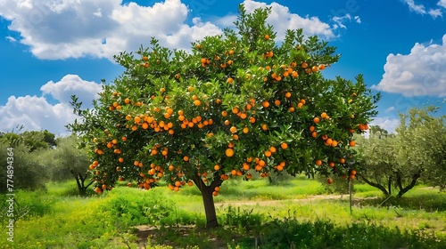 Generative AI : Orange tree in Orange farm. © The Little Hut