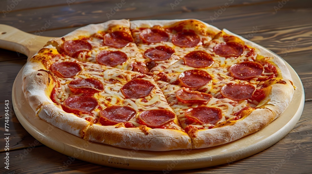 Generative AI : Delicious pepperoni pizza with catupiry cheese.