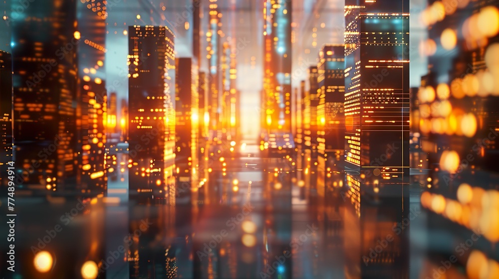 AI computer system, sleek design, calculating complex scenarios, surrounded by holographic data, realistic digital art, golden hour lighting, depth of field bokeh effect, Frontal view AI computer system, sleek design, calculating complex scenarios, surrounded by holographic data, realistic digital art, golden hour lighting, depth of field bokeh effect, Frontal view
