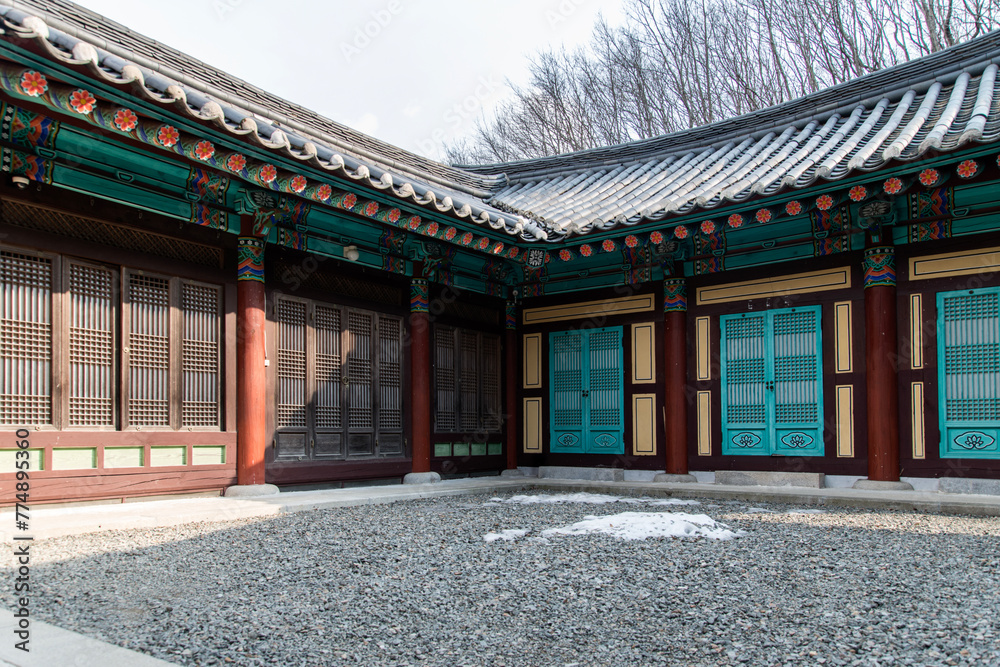 View of the building in the Buddhist temple View of the building in the Buddhist temple