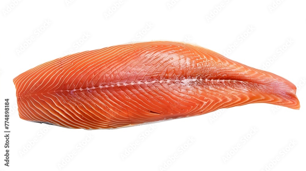 Generative AI : Fillet of salmon isolated on white background