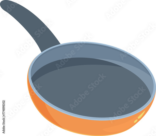 Iron handle pan icon cartoon vector. Home domestic object. Cook equipment