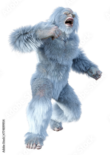 3D Rendering Yeti on White