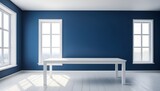 Contemporary blue interior design modern living room with window