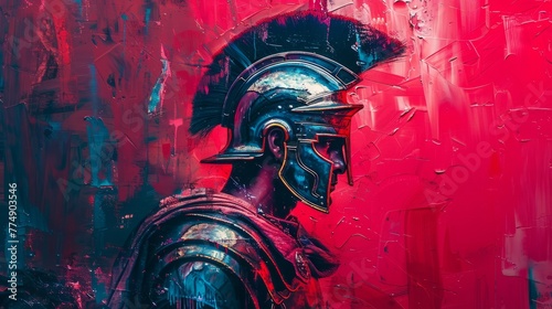 Urban Warrior: Photograph of a Roman Legionary Painted with Graffiti photo