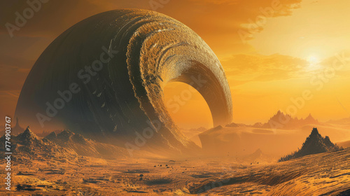 Giant sand worm in the desert