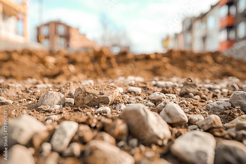 Ground-level view of city construction site
