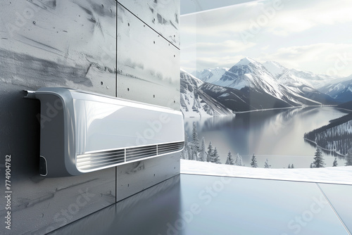 Modern air conditioner in winter setting © kossovskiy