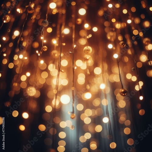a blur light with a golden hue particles