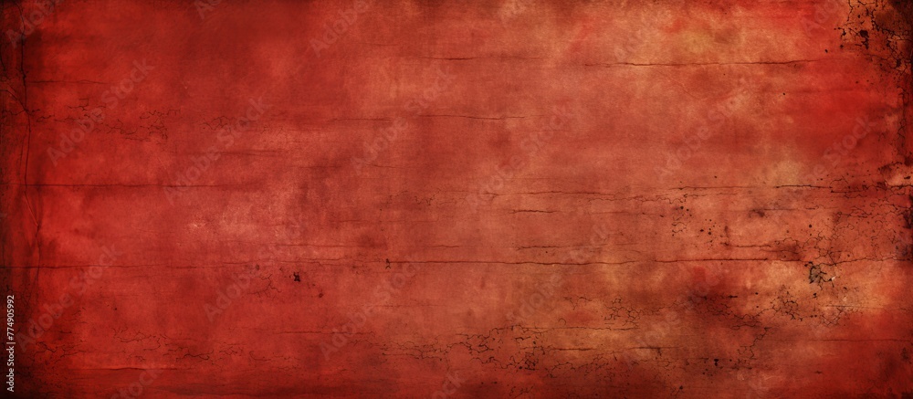 Fototapeta premium A red grungy background with a faded and worn surface creating a textured and weathered look