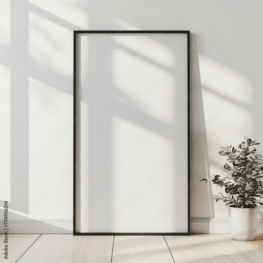 Blank frame with copy space against white wall Blank frame with copy space against white wall