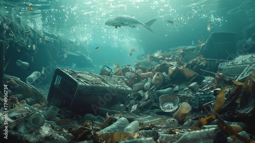 Ecological Crisis: Trash Underwater on the Ocean Floor