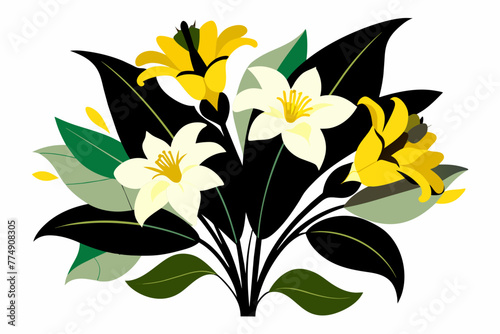 A bouquet with beautiful flowers  silhouette vector illustration