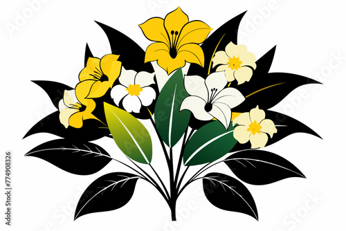 A bouquet with beautiful flowers  silhouette vector illustration