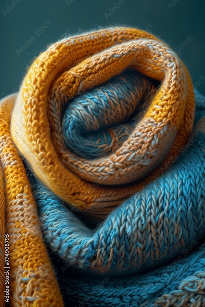 Fototapeta premium Rolled Knit Scarves in Warm and Cool Tones