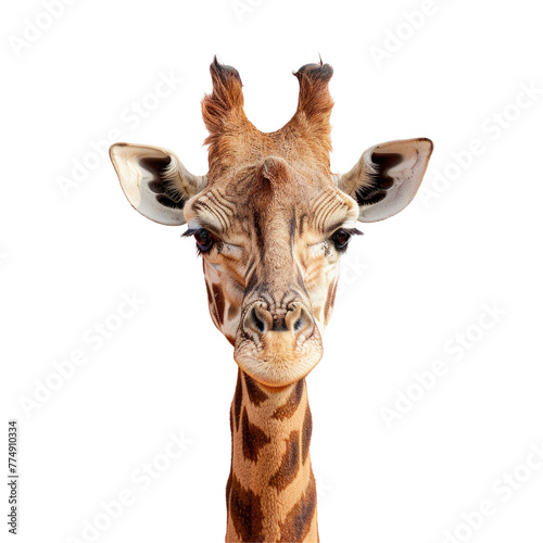 A curious giraffe staring at the camera