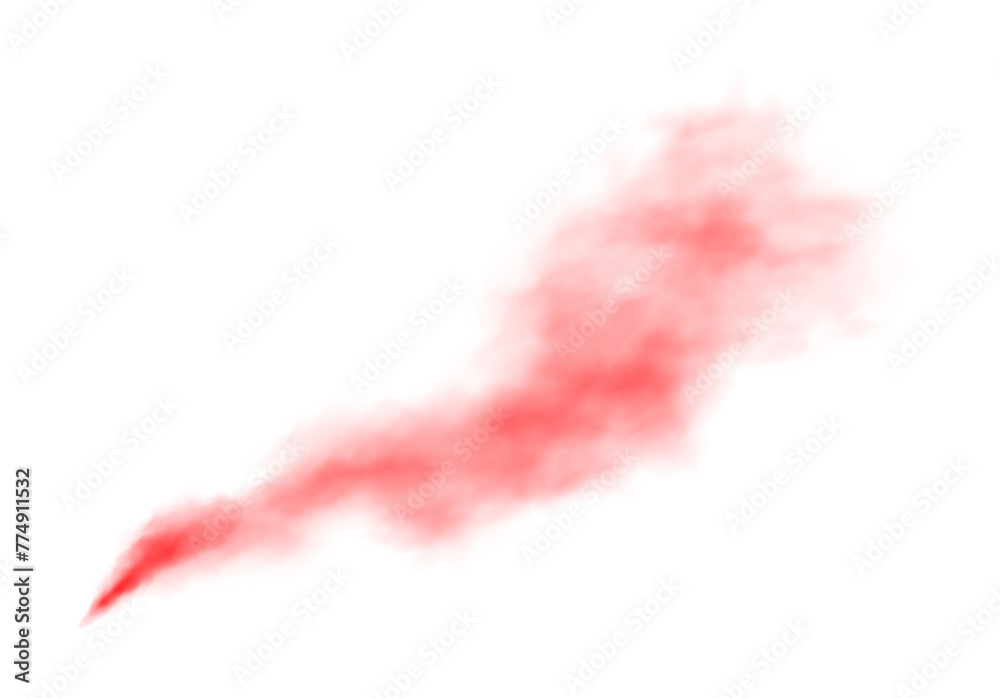 Obraz premium Red fog in slow motion. Realistic atmospheric red smoke. Red fume slowly floating rises up. PNG. 