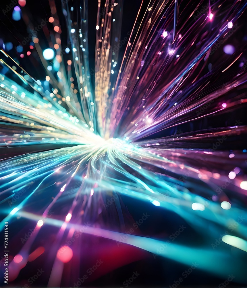 Fototapeta premium Abstract close up fiber optics light for backgroud