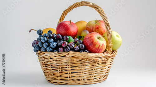 appetizing fruits in a basket  isolated background  world fruit day  Generative Ai