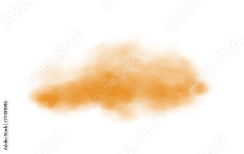 Yellow fog in slow motion. Realistic atmospheric yellow smoke. Red fume slowly floating rises up. PNG. 