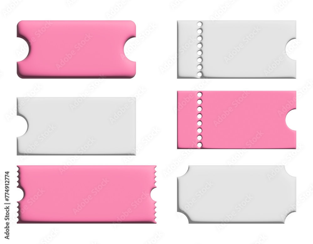 set pink vouchers, 3d discount coupons. vector illustration set pink vouchers, 3d discount coupons. vector illustration