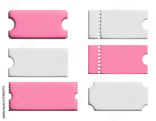 set pink vouchers, 3d discount coupons. vector illustration