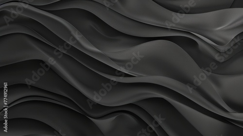 Abstract dynamic dark gray wavy shape graphic texture background. AI generated image