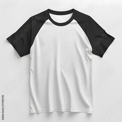 black and white 3D Raglan Sleeve T-Shirt Mock up