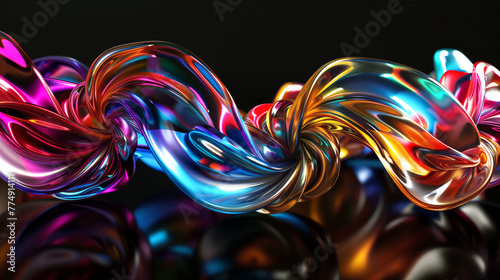 Multiple group of colorful abstract 3d lines in the shape of spehre photo