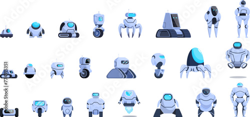 Robot evolution icons set cartoon vector. Smart future. Digital future tech