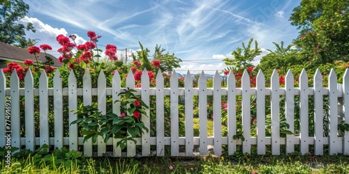 Elegant White Picket Fence enclosing the full perimeter of the backyard