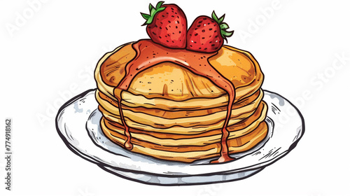 short stack of pancakes, vector illustration, hand drawn