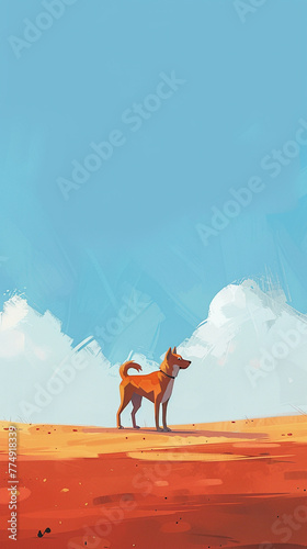 illustration of A dog standing in the middle