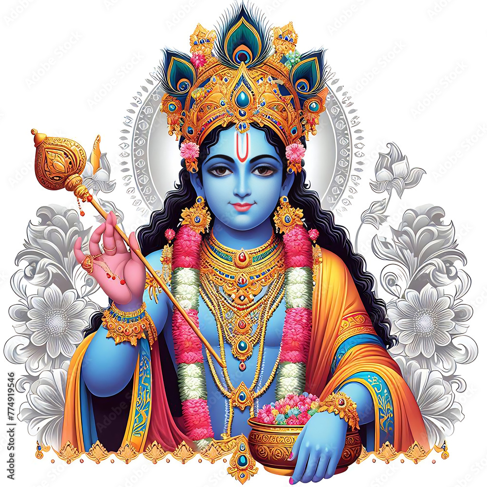 Vector Illustration of Shree Krishna for Janmashtami.