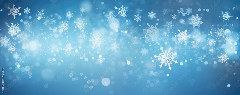 Winter snowflakes backgorund. Blue christmass