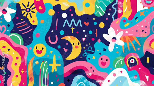 colourful patten background  2D visual for kids