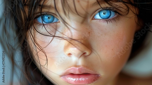 Young Girl With Blue Eyes Close Up