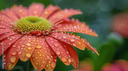 Water-Droplet Covered Flower Close-Up