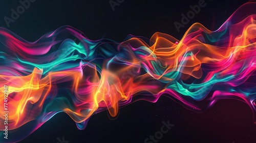 Colorful abstract liquid motion curved wave flow explosion on black background,Abstract multicolored smoke on a black background. Design element for graphics artworks,Abstract colorful smoke on a dar 
