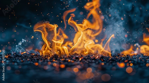 Close-Up of Fire Against Black Background
