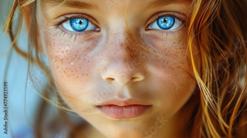 Young Girl With Blue Eyes Close Up