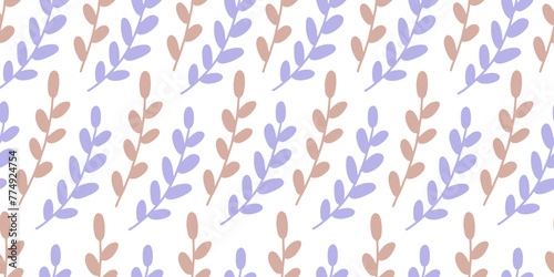 Pussy willow branches seamless pattern vector illustration. Botanical ornament. Plant repeated texture. Design for textile, fabric, nursery goods, print, wrapping paper, packaging.