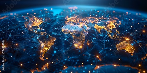 Global Telecommunication Nodes: Connecting the World through Internet Communication Technology. Concept Telecommunication Infrastructure, Internet Connectivity, Data Transmission #774924766