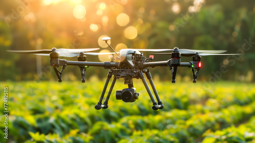 Drone-Assisted Pest Management, equipped with cameras and sensors, identifying pest infestations in crops