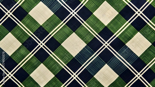 navy and green argyle Preppy Pattern